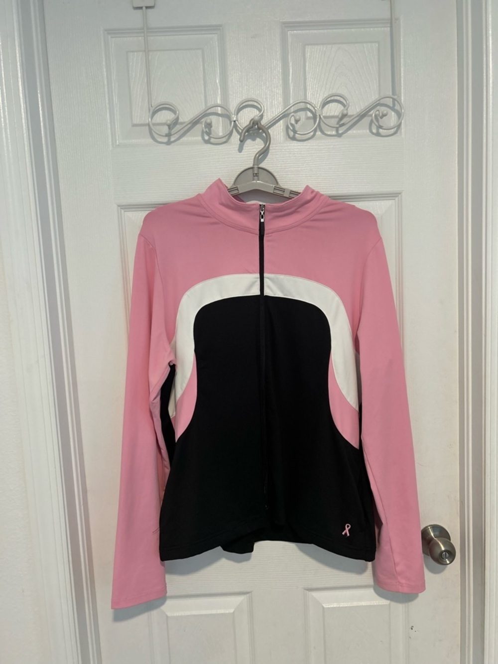 Izod Pink, Black & White Colorblock Zip-Front Utility Jacket. Size XL
